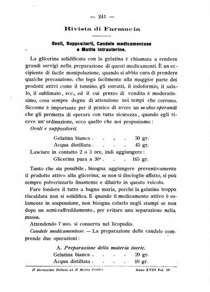 Il farmacista italiano ed il medico pratico rivista mensile di scoverte chimico farmaceutiche e mediche ...