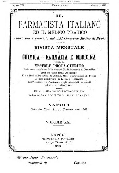 Il farmacista italiano ed il medico pratico rivista mensile di scoverte chimico farmaceutiche e mediche ...