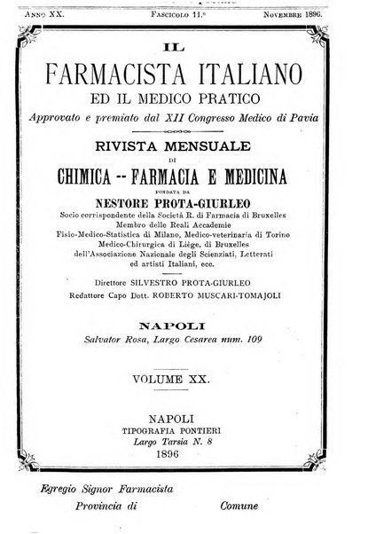 Il farmacista italiano ed il medico pratico rivista mensile di scoverte chimico farmaceutiche e mediche ...