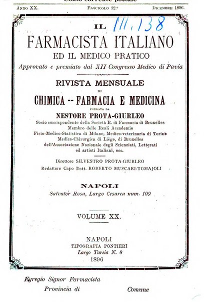 Il farmacista italiano ed il medico pratico rivista mensile di scoverte chimico farmaceutiche e mediche ...