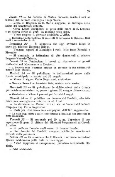 Diario guida della citta e provincia di Bergamo