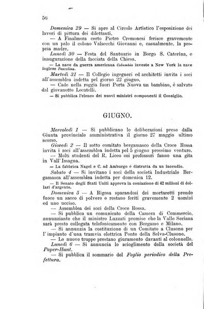 Diario guida della citta e provincia di Bergamo