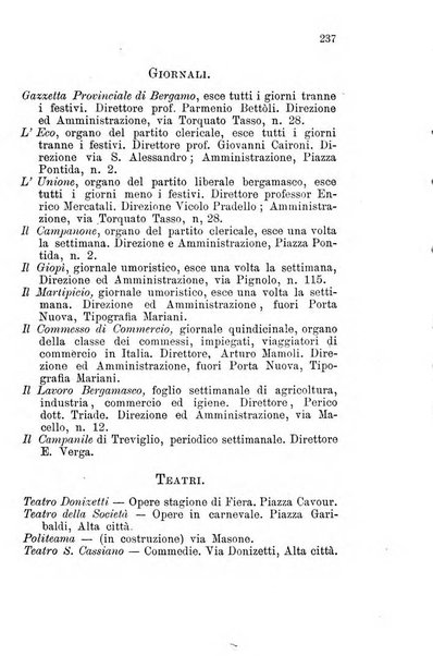 Diario guida della citta e provincia di Bergamo