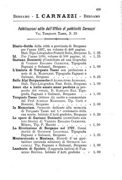 Diario guida della citta e provincia di Bergamo