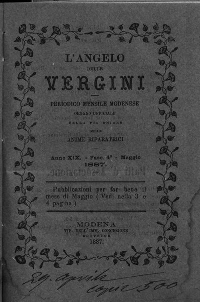 L'angelo delle vergini periodico mensile modenese