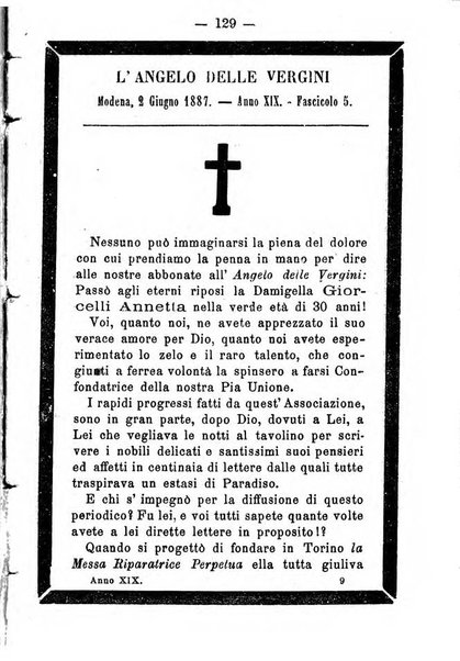 L'angelo delle vergini periodico mensile modenese