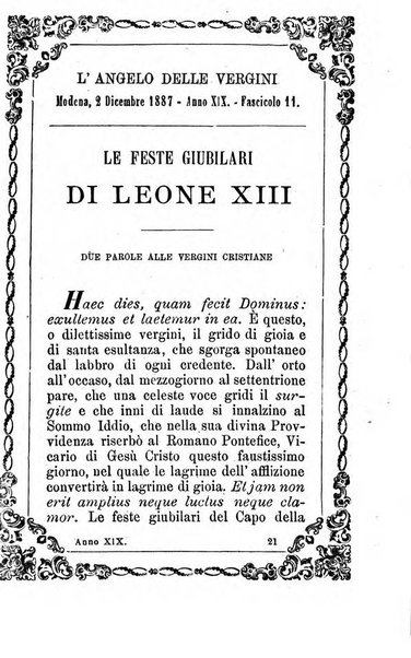 L'angelo delle vergini periodico mensile modenese