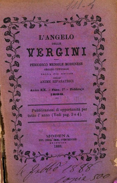 L'angelo delle vergini periodico mensile modenese