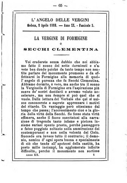 L'angelo delle vergini periodico mensile modenese