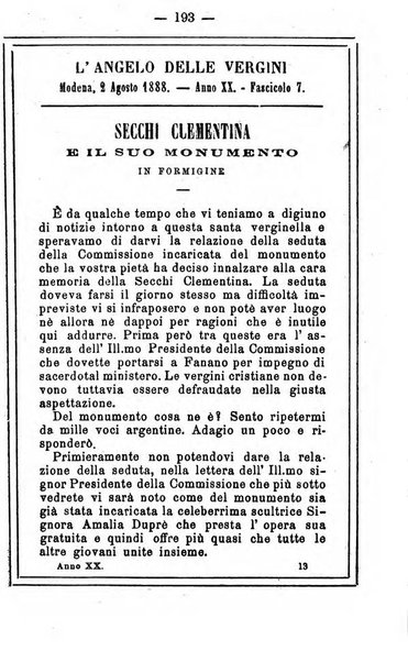 L'angelo delle vergini periodico mensile modenese