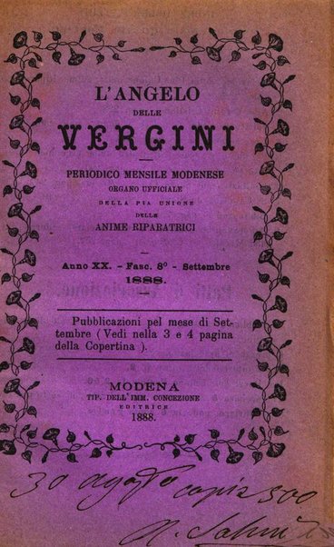 L'angelo delle vergini periodico mensile modenese