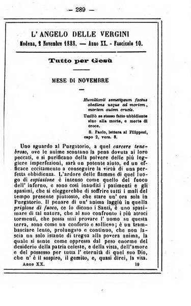 L'angelo delle vergini periodico mensile modenese