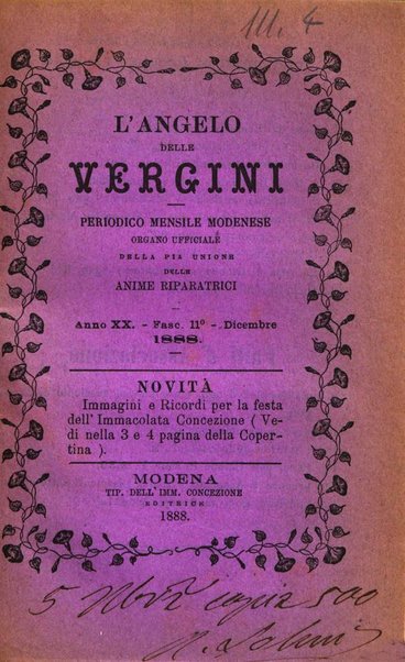 L'angelo delle vergini periodico mensile modenese