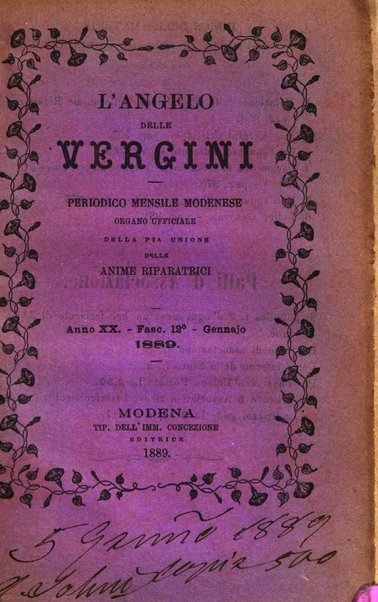 L'angelo delle vergini periodico mensile modenese