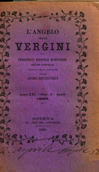 L'angelo delle vergini periodico mensile modenese