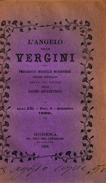 L'angelo delle vergini periodico mensile modenese