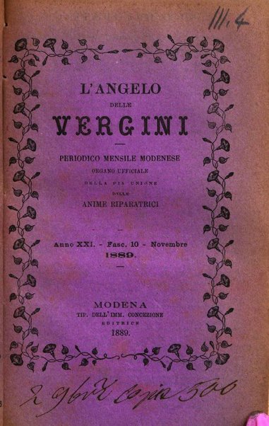 L'angelo delle vergini periodico mensile modenese