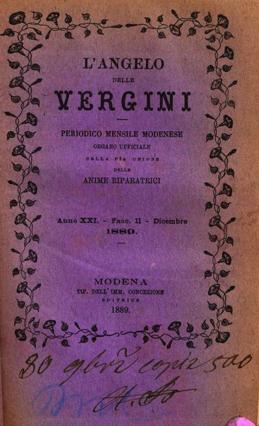 L'angelo delle vergini periodico mensile modenese