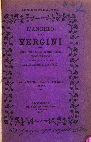 L'angelo delle vergini periodico mensile modenese