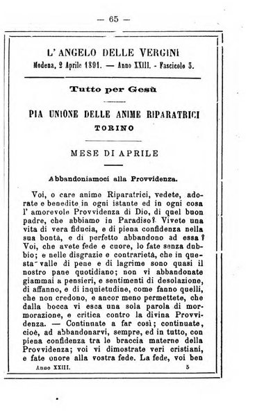 L'angelo delle vergini periodico mensile modenese