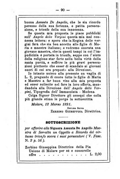 L'angelo delle vergini periodico mensile modenese