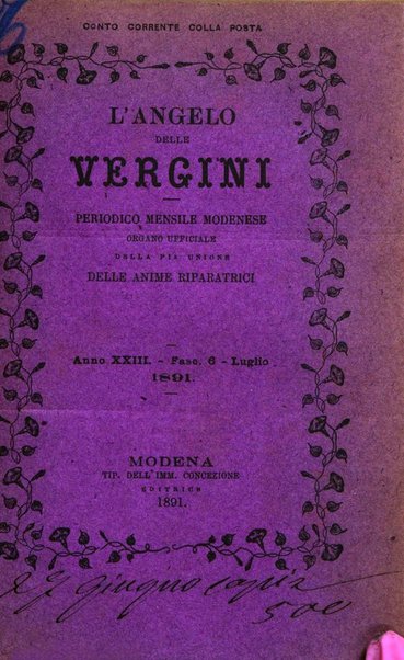 L'angelo delle vergini periodico mensile modenese