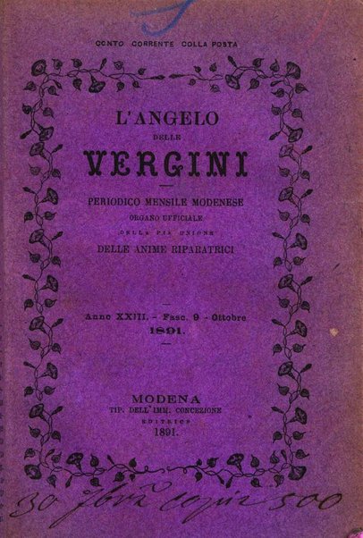 L'angelo delle vergini periodico mensile modenese