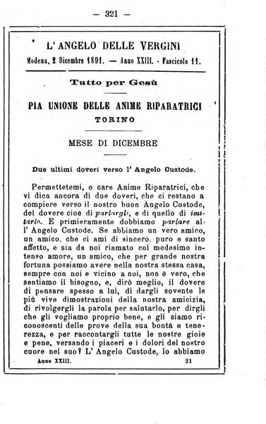 L'angelo delle vergini periodico mensile modenese