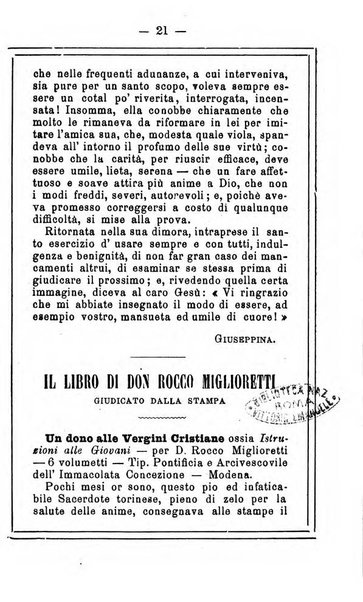 L'angelo delle vergini periodico mensile modenese