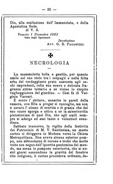 L'angelo delle vergini periodico mensile modenese