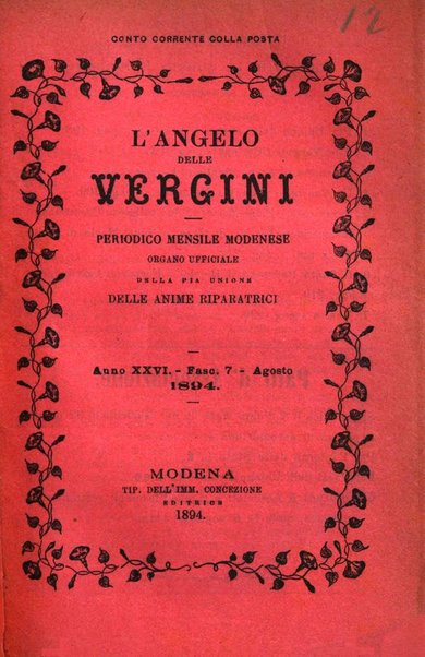 L'angelo delle vergini periodico mensile modenese