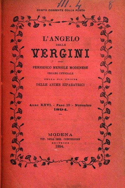 L'angelo delle vergini periodico mensile modenese