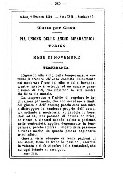 L'angelo delle vergini periodico mensile modenese