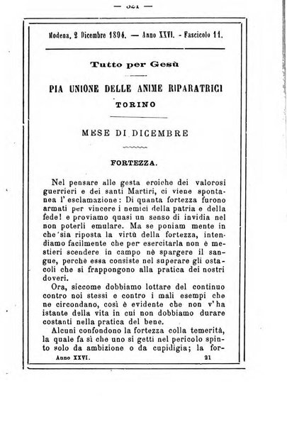 L'angelo delle vergini periodico mensile modenese