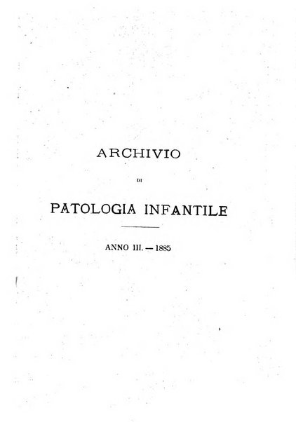 Archivio di patologia infantile