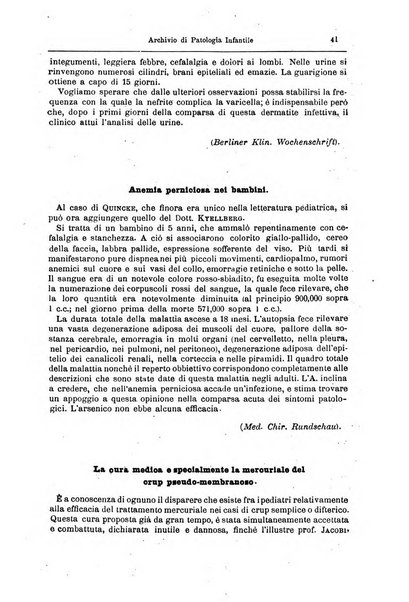 Archivio di patologia infantile