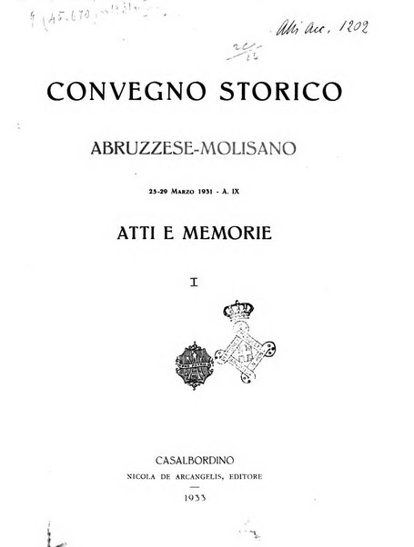 Atti e memorie del Convegno storico abruzzese-molisano