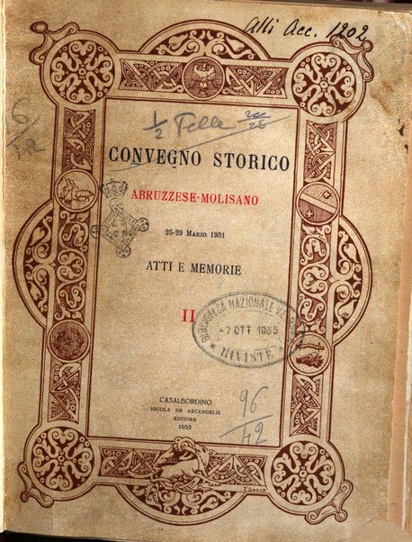 Atti e memorie del Convegno storico abruzzese-molisano