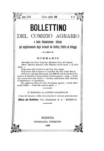 Bollettino del Comizio agrario e della Consociazione italiana pel miglioramento degli animali da cortile, frutta ed ortaggi