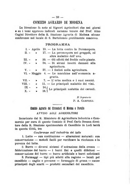 Bollettino del Comizio agrario e della Consociazione italiana pel miglioramento degli animali da cortile, frutta ed ortaggi