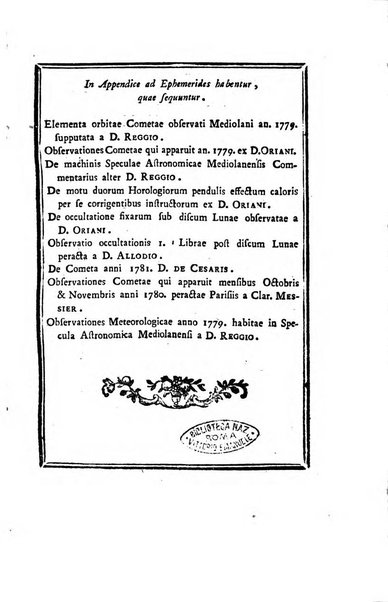 Ephemerides astronomicae. Anni...ad meridianum mediolanensem