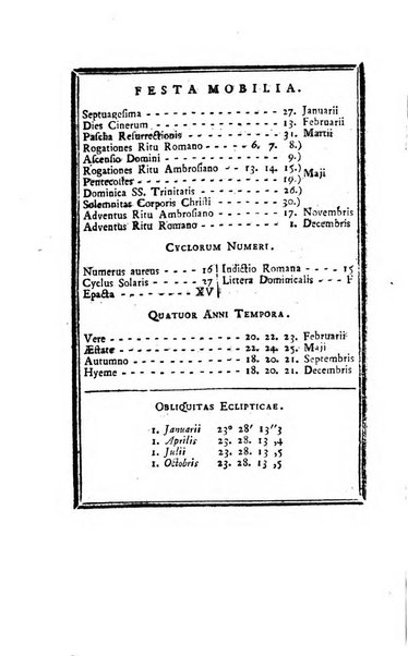 Ephemerides astronomicae. Anni...ad meridianum mediolanensem