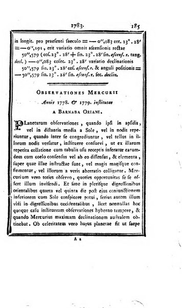 Ephemerides astronomicae. Anni...ad meridianum mediolanensem