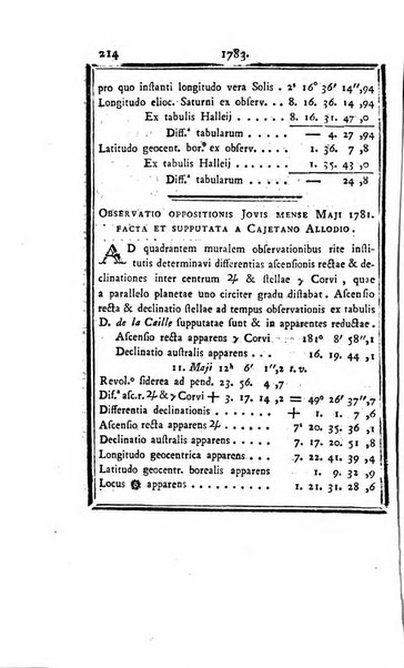 Ephemerides astronomicae. Anni...ad meridianum mediolanensem