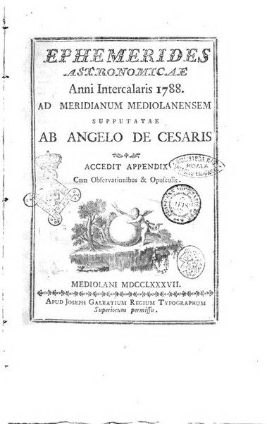 Ephemerides astronomicae. Anni...ad meridianum mediolanensem