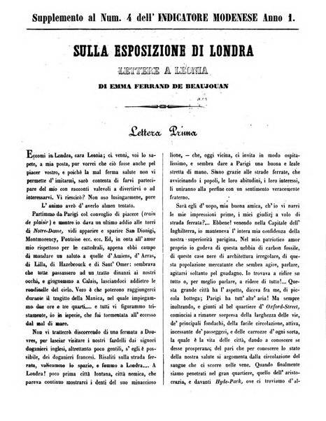 L'indicatore modenese giornale di lettere, industria e varieta con bollettino commerciale