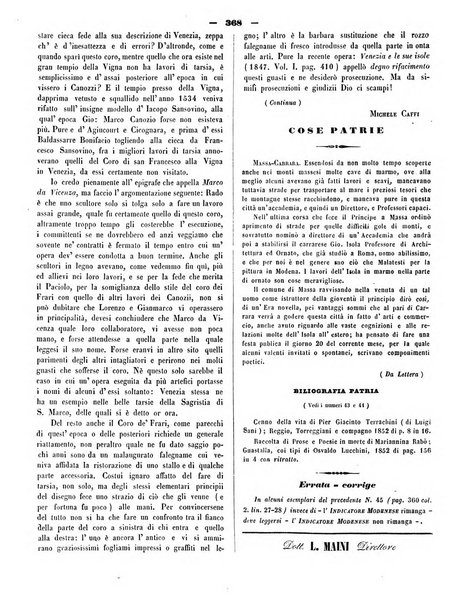 L'indicatore modenese giornale di lettere, industria e varieta con bollettino commerciale