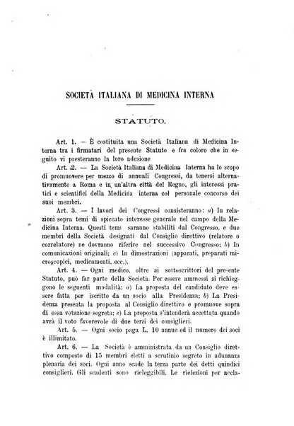 Lavori dei congressi di medicina interna