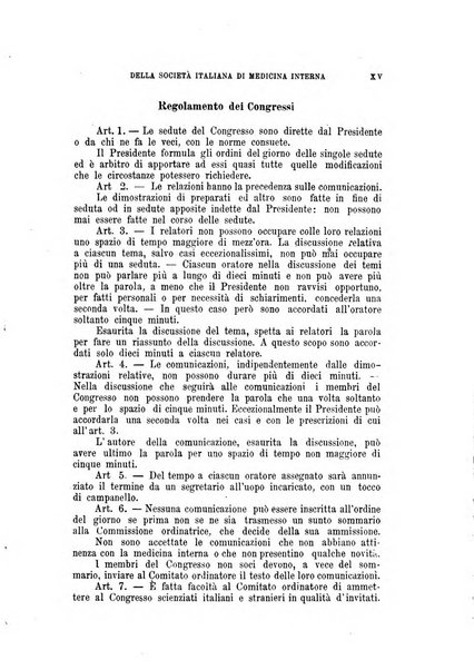 Lavori dei congressi di medicina interna