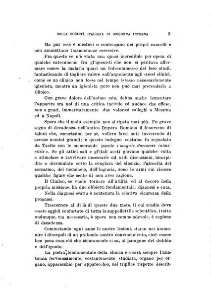 Lavori dei congressi di medicina interna